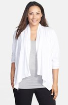 Thumbnail for your product : Sejour Slub Cotton Waterfall Cardigan (Plus Size)