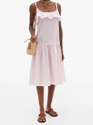Loup Charmant Mona Ruffled Cotton Midi Dress - Pink