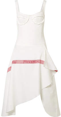 J.W.Anderson Tea Towel Asymmetric Woven Cotton-jersey And Linen Dress