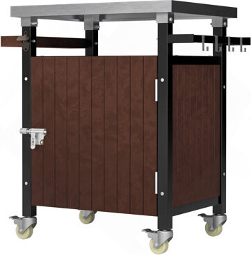 17 Stories Outdoor Grill Cart With Stainless Steel Tabletop Storage Patio Kitchen Island With Wheels Hooks And Spice Rack Waterproof Outdoor Grill Table Mo