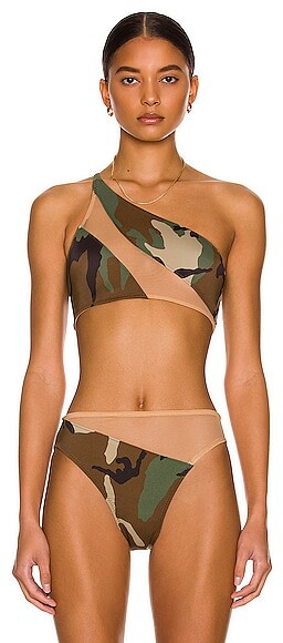 Norma Kamali Snake Mesh Bikini Top in Army - ShopStyle Swimwear