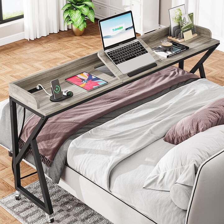 Bluebell 70.9" Overbed Table, Rolling Over Bed Desk with Outlets & 2