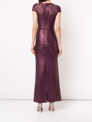 Herve Leger Shimmer Fitted Gown