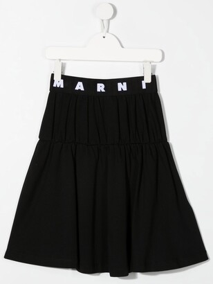 Marni Kids Logo Embroidered Shift Skirt