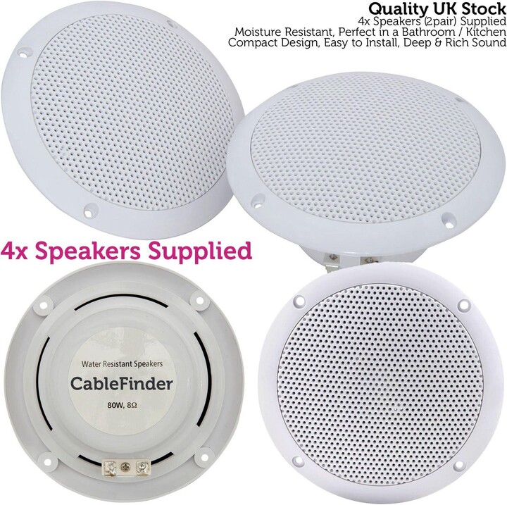 Loops Wireless Bluetooth Amplifier & 4x 80W Ceiling Speaker Kit Home Hi