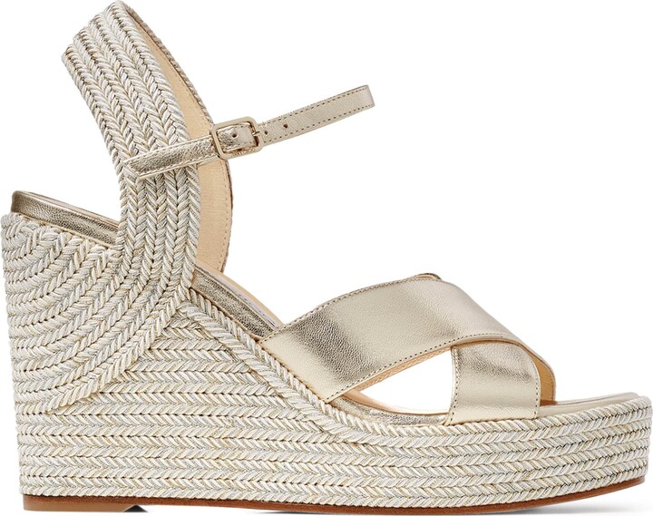 Jimmy Choo Dellena 100 Leather Wedge Sandals