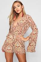 Thumbnail for your product : boohoo Frill Sleeve Wrap Playsuit