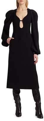 Victoria Beckham Long Sleeve Keyhole Midi Dress