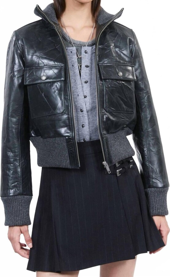 The Kooples Cropped Leather Jacket In Black