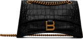 Thumbnail for your product : Balenciaga Black Croc-Embossed Small Crush Shoulder Bag