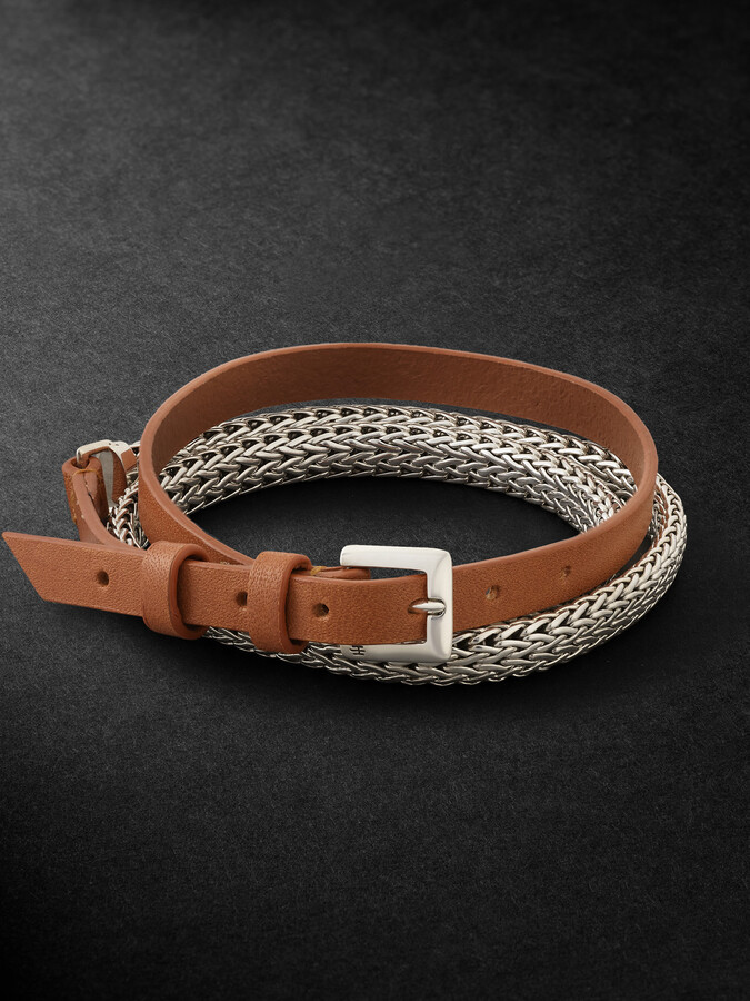 Simon Carter Men's Padstow Leather Wrap Bracelet, Onyx at John