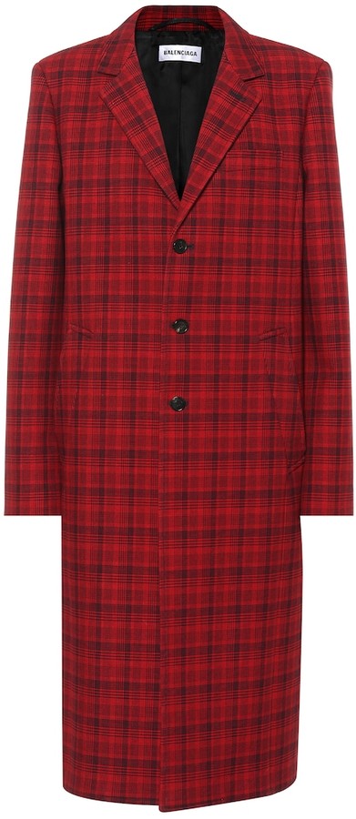 balenciaga checked coat