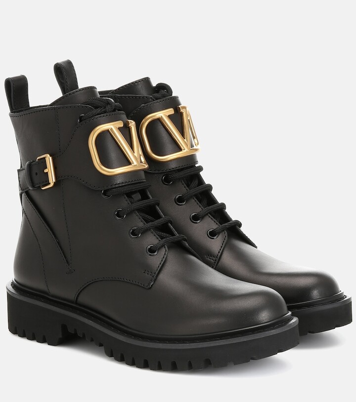 Valentino Garavani VLOGO leather ankle boots - ShopStyle