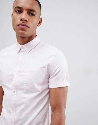 New Look Muscle Fit Oxford Shirt In Light Pink