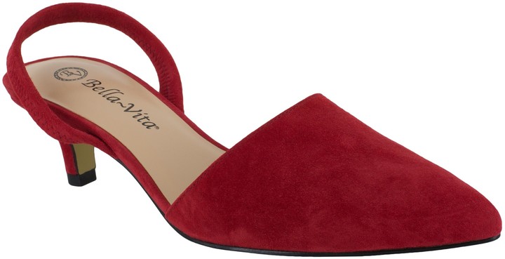 women's red kitten heel shoes