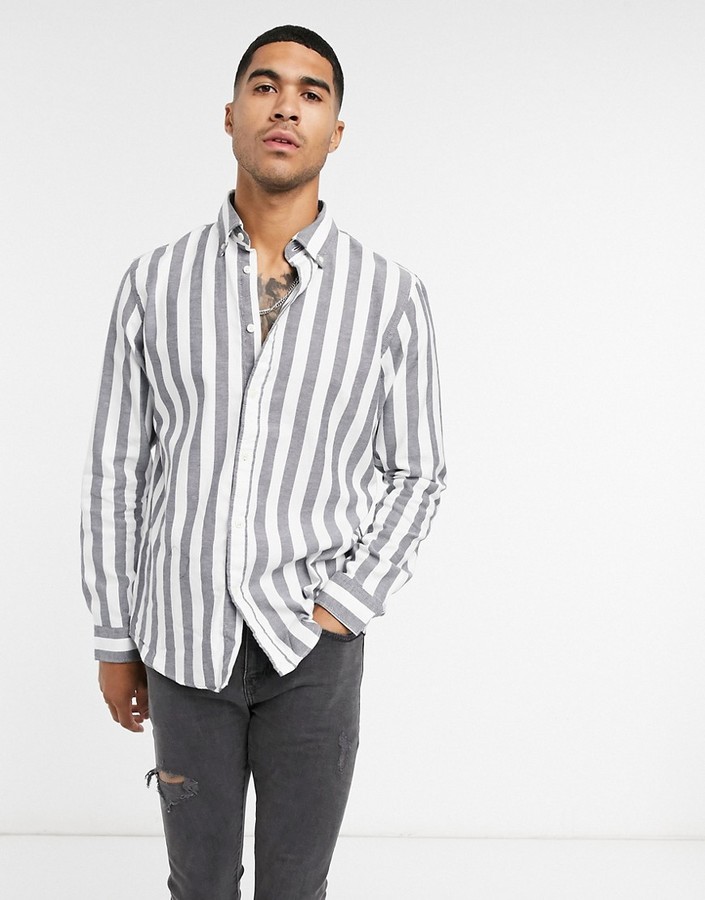 Selected shirt in white with wide stripe - ShopStyle