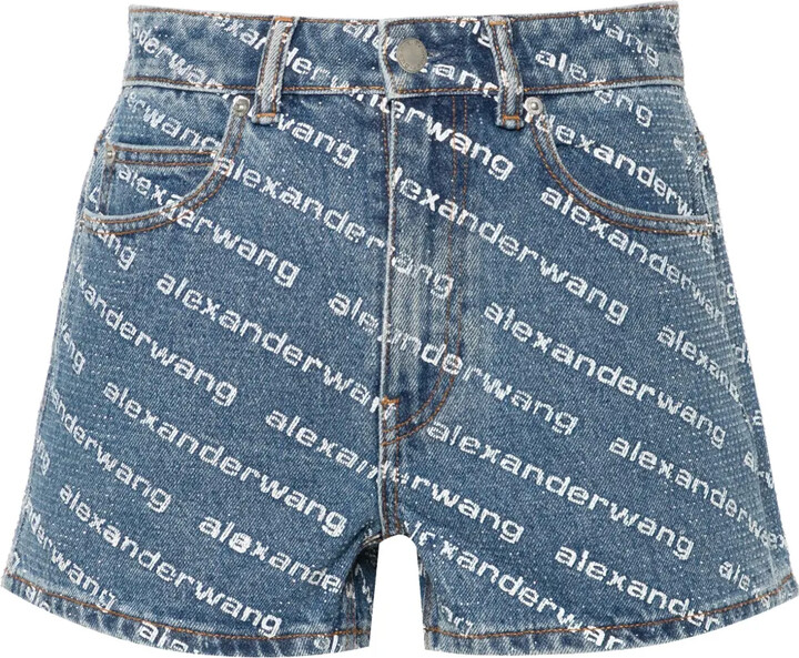 Rhinestoned Denim Shorts