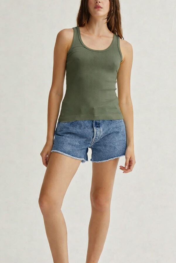 Asher Mila Rib Tank Top In Cypress