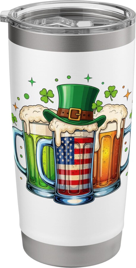 St Patricks Day Beer Drinking Party Irish USA Flag Beer Drinking Party St Patricks Day Irish USA Flag Men Women Stainless Steel Insulated Tumbler