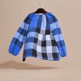 Thumbnail for your product : Burberry Puff Sleeve Check Cotton Blouse