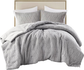 TUOXIN 3 Piece Comforter For Full/queen -  Cotton Blend And Filled Woven Grey Cotton-rich Woven Design