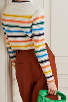 Thumbnail for your product : Rosie Assoulin Thousand-in-one-ways Convertible Cropped Striped Ribbed Merino Wool-blend Sweater - White