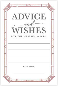 Elegant Art Deco Wedding Advice & Well Wishes Guest Book Cards For Bride And Groom, 56 Pack