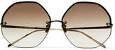 Thumbnail for your product : Linda Farrow Octagon-frame Gold-plated Sunglasses