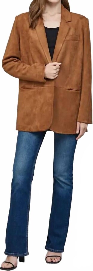Suede Relaxed Fit Blazer In Brown
