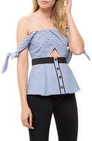 Thumbnail for your product : Self-Portrait Stripe Shirting Tie Detail Top