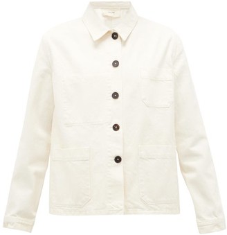 cream colored denim jacket