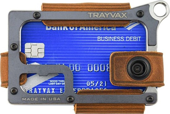 Trayvax Wallets Contour Cash Strap Wallet Raw/Tobacco Brown