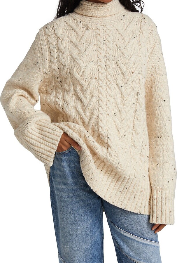 cable knit satin tie back sweater