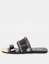 Thumbnail for your product : River Island Chain Branded Flat Sandal - Black