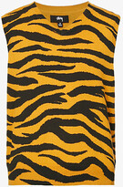 Thumbnail for your product : Stussy Womens ustard Tiger-intarsia Cotton and Wool-blend top