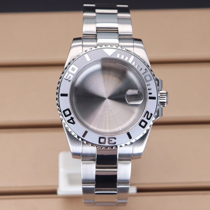 FEIYASHI Silver Yacht Design Sapphire Glass Waterproof Watch Case Bracelet For Seiko NH35 NH36 ETA 2824 Miyota 8215 Movement 28.5mm Dial