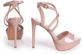 Thumbnail for your product : Linzi FREYA - Nude Patent Stiletto Open Back Platform With Crossover Front Straps