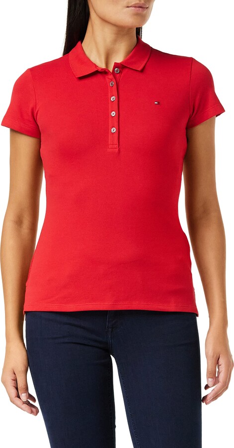 Tommy Hilfiger Heritage Womens Polo Shirt - Button Down Collar - Stretch  Cotton - Embroidered Logo - Cradle Pink - UK Size 16 - ShopStyle Tops