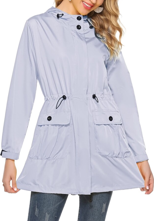 Terecey Women's Waterproof Jacket Hooded Raincoat Lightweight