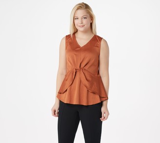 Du Jour V-Neck Woven Top with Layered Hemline