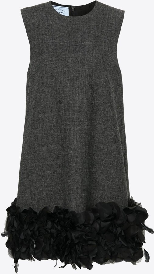 Prada Feather and Petal Trimmed Mini Dress