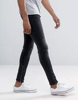 Thumbnail for your product : New Look Skinny Jeans With Rips And Zip Hem In Washed Black