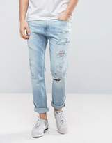 Thumbnail for your product : Hollister Cropped Skinny Jeans Destroyed In Light Wash