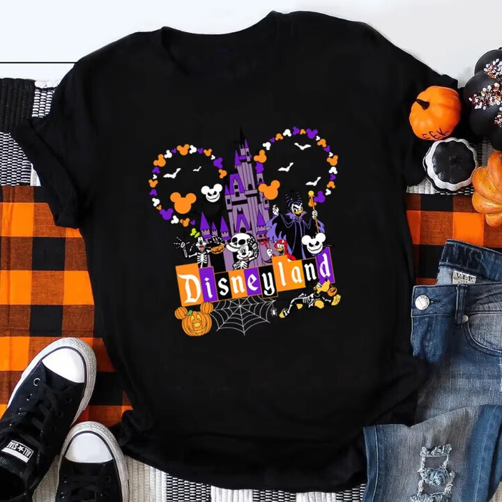 Women & apos;s T Shirt Mickey Happy Halloween T-shirt Festival Vibe T-shirts Holiday Clothing Autumn Black Tops Unisex Clothing Tee