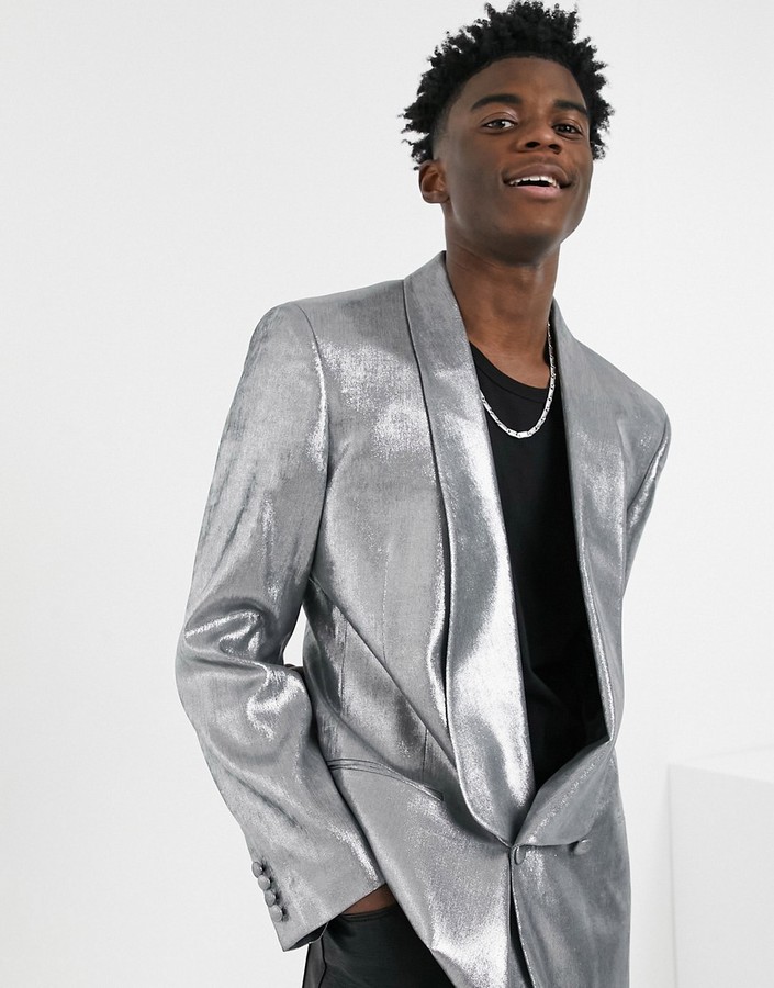 silver blazer mens