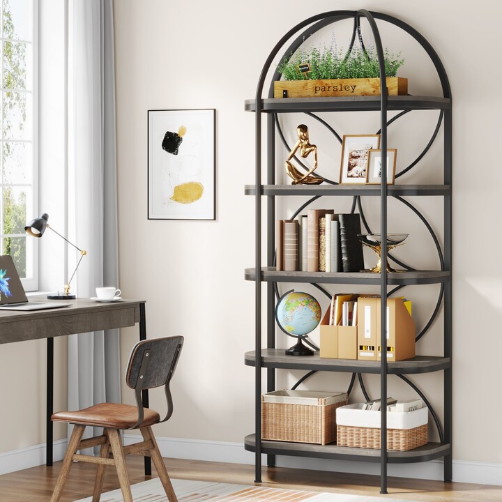 LEE Furniture 74 Inche Tall Etagere Bookcase Bookshelf with Open Back,5