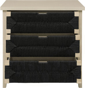 Dakota Fields 3 Drawer Buffet Sideboard with Adjustable Shelves, Storage Cabinet with Natural Seaweed Decor Doors for Living Room and Kitchen