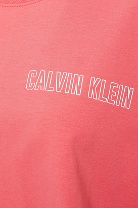 Calvin Klein Performance Cropped Printed Stretch-cotton-jersey T-shirt