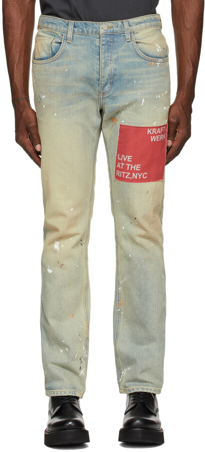 Mr. Saturday Indigo Paint Splatter Jeans - ShopStyle
