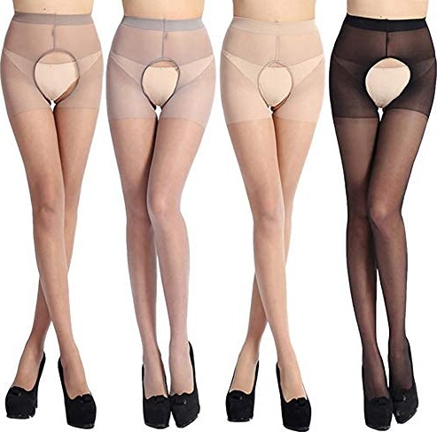 Vicsec Sexy Womens Open Gusset Tights Crotchless Tight Stockings Elastic  Pantyhose Legging Stockings 4 2 Pcs (4 Tights (3Lace + 1 Mesh) - ShopStyle  Hosiery